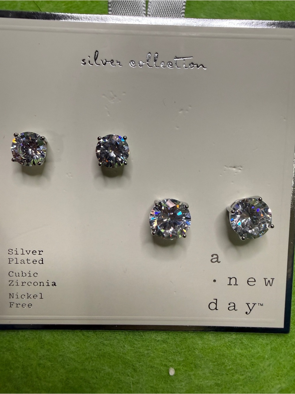 Target Silver Plated Cubic Zirconia Stud Earrings - Clear